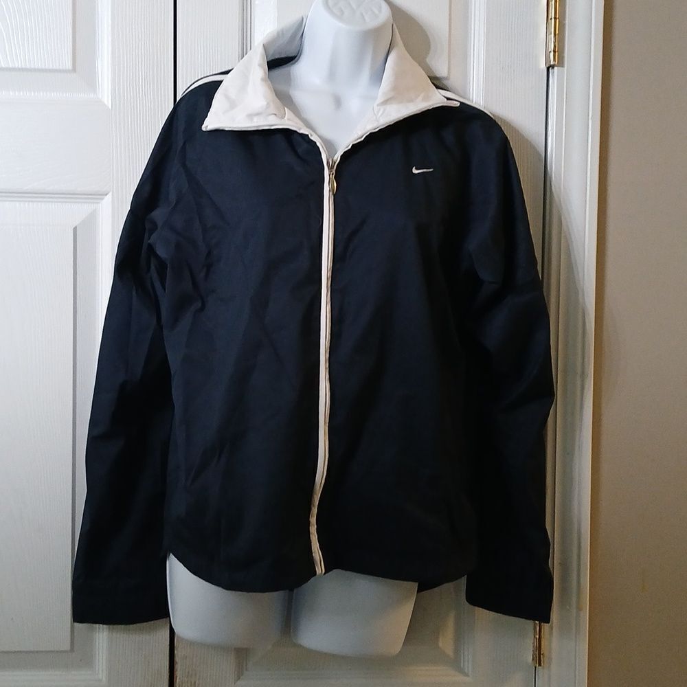 Nike vintage windbreaker workout warmup lined jacket navy and white  Sz M  NWOT